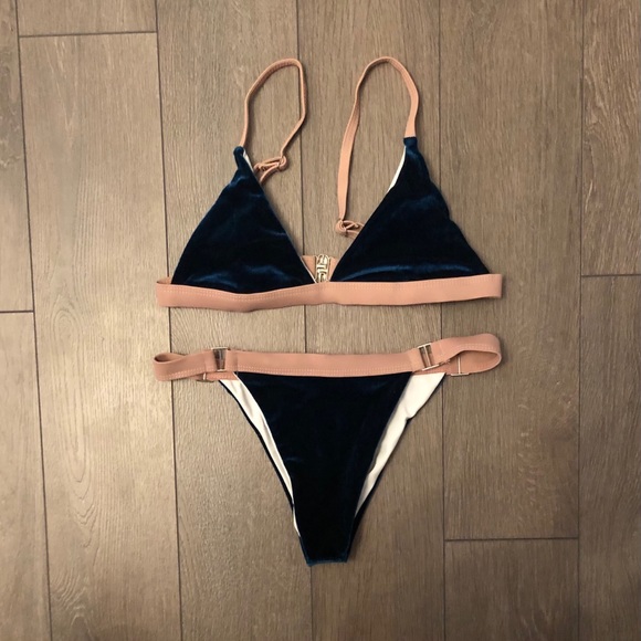 Zaful Velvet Triangle Bikini - Picture 2 of 7